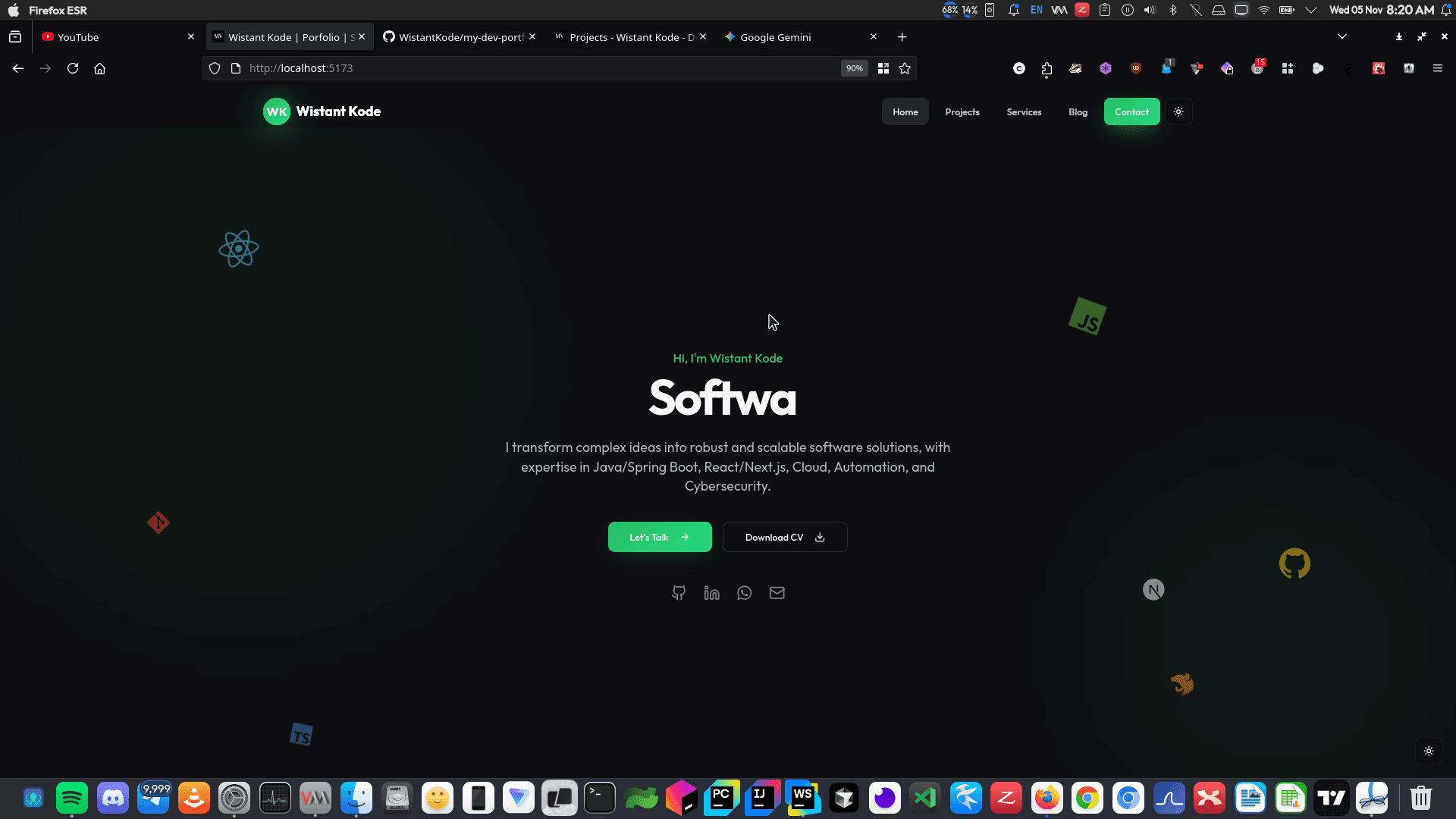 Personal Portfolio - React & Tailwind CSS